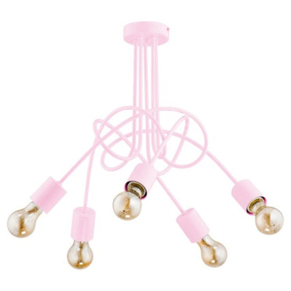 Plafoniera bimbi rosa in metallo Tango 5 luci E27 Alfa