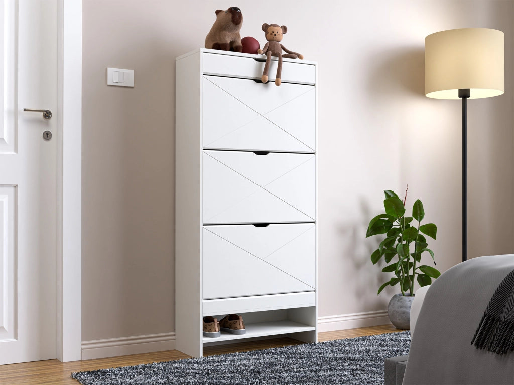 SCARPIERA 2 RIPIANI 3 CASSETTI IN MDF BIANCO