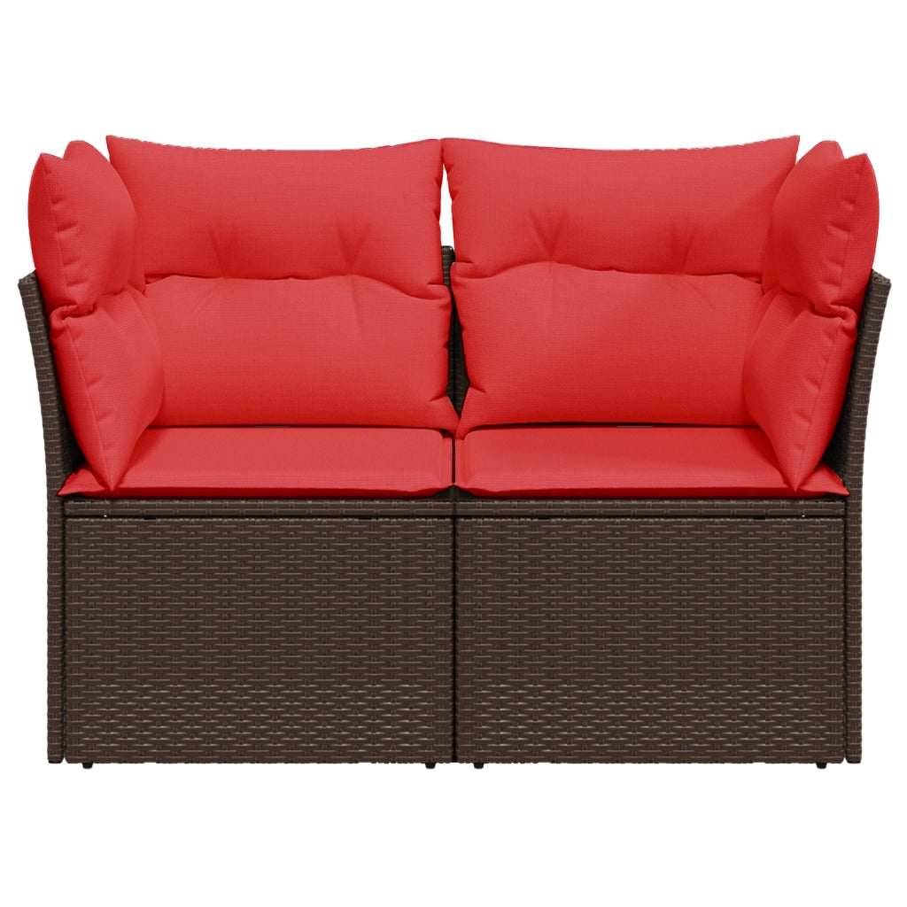 Divano da giardino con cuscini a 2 posti marrone in polyrattan 366226