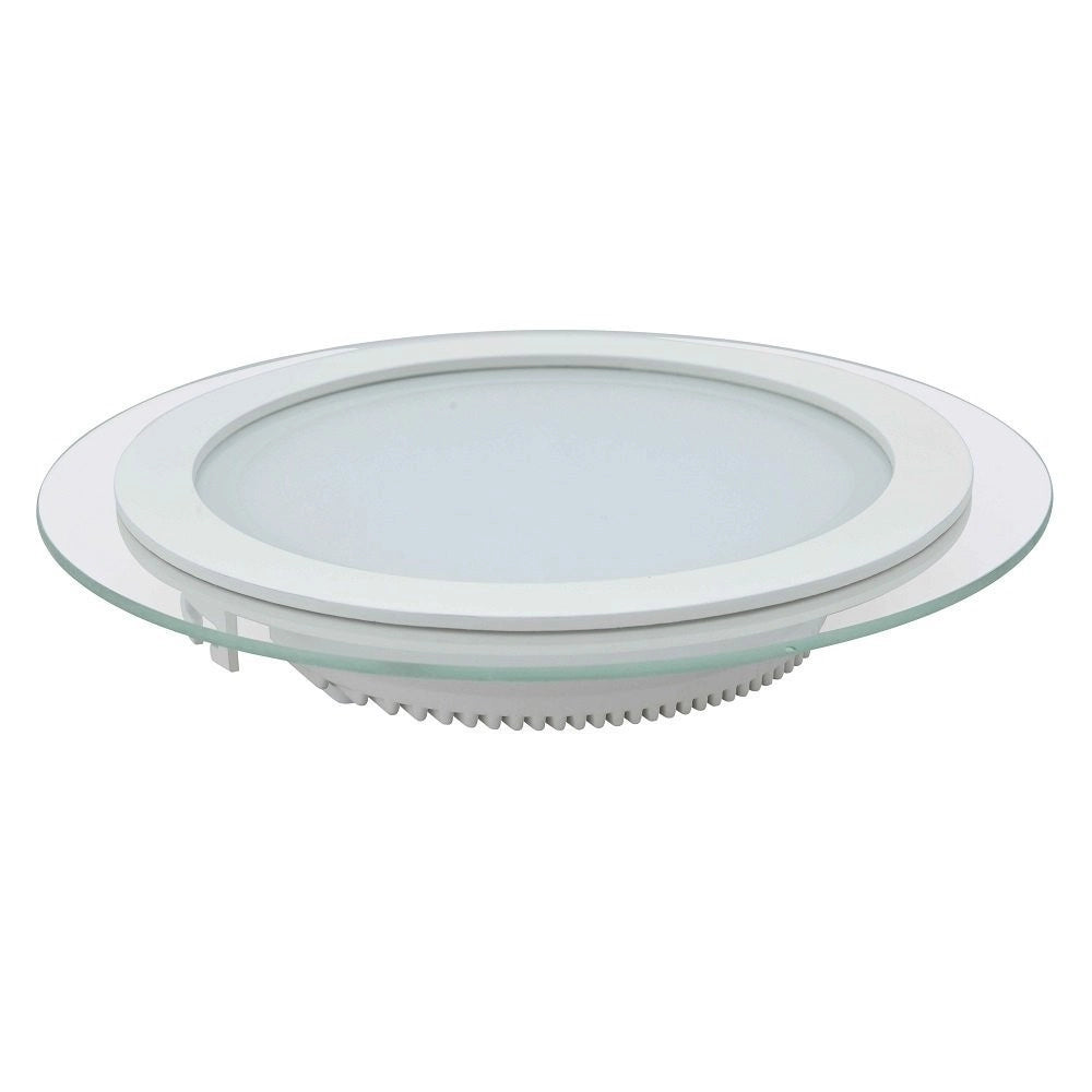 Trade Shop - Faretto Led Tondo Da Incasso Bianco In Vetro Trasparente Da 12w Luce Bianco -
