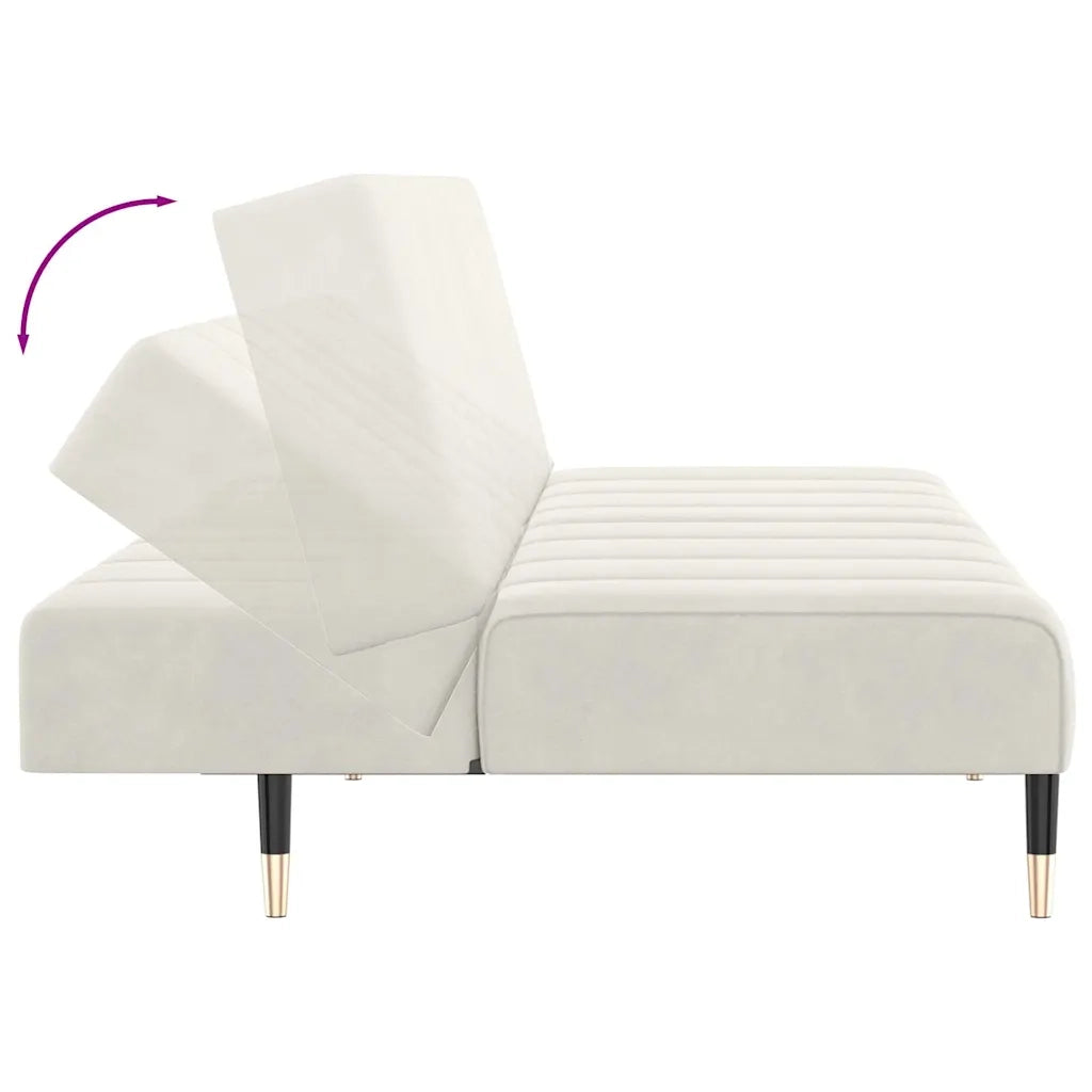 Divano Letto a 2 Posti Crema in Velluto 375883