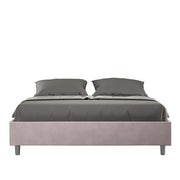 BS COM Letto matrimoniale con rete imbottito 160x190 microfibra glicine