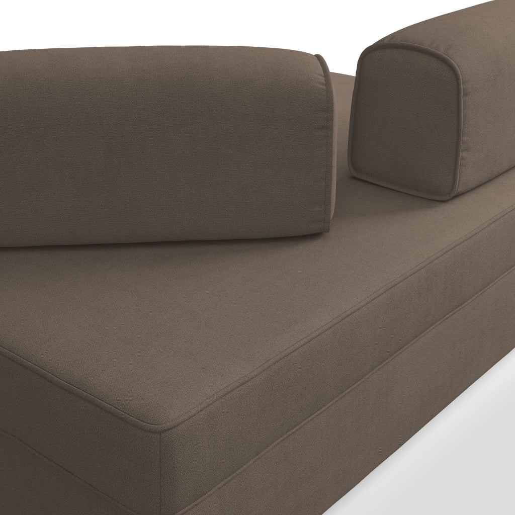 Liberty Divano con pouf estraibile e schienali movibili in tessuto morbido impermeabile T02 200 cm marrone