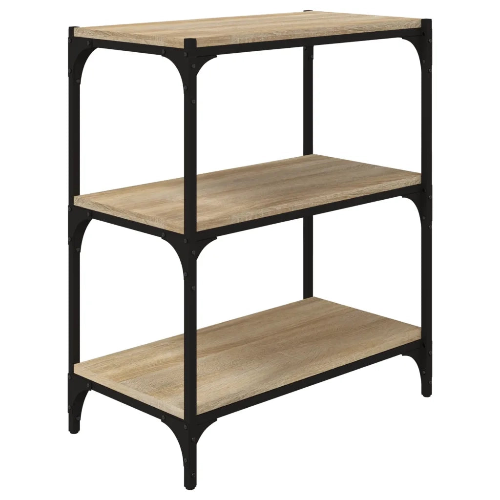 Libreria-Scaffale per Libri-Mobile di Stoccaggio Rovere Sonoma 60x33x70,5cm Legno Multistrato e Acciaio