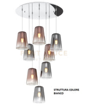 SOSPENSIONE BIANCO TONDA 8 LUCI (4 RA + 4 CR) 1164BI-S8 T-RC