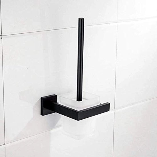 Supporto per spazzola da bagno in vetro e acciaio inossidabile con schermo doccia da parete da forare