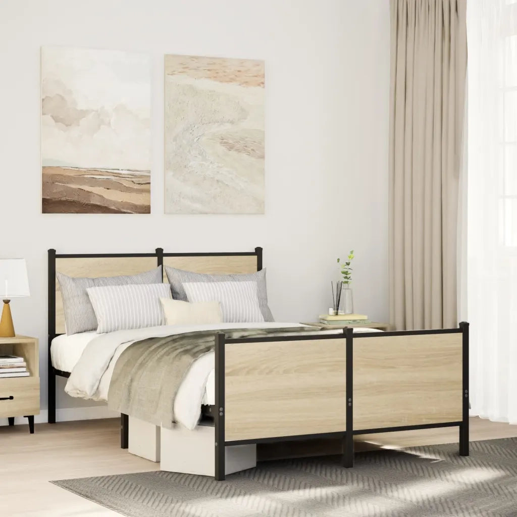 Giroletto senza Materaso in Metallo Rovere Sonoma 120x200 cm 4007732