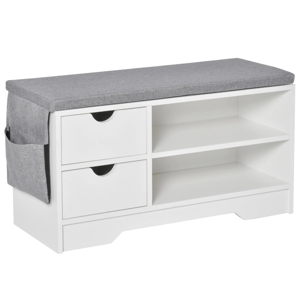 Cassettiera per scarpe con sedile ¨C zephmum ¨C bianco e grigio 80,5x30,5x43,5 cm
