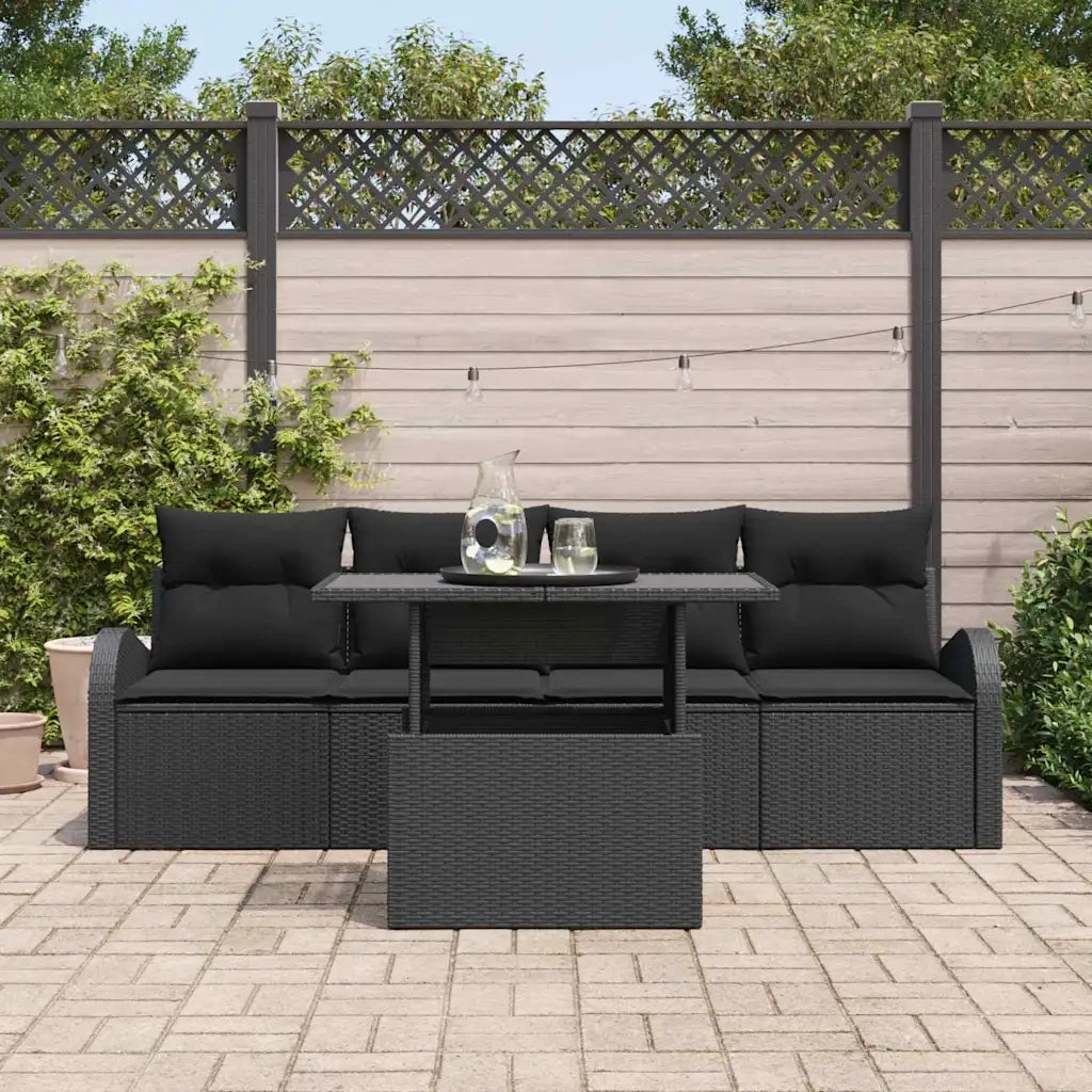 Set Divano da Giardino 5 pcs Nero Rattan in Polipropilene 3357286