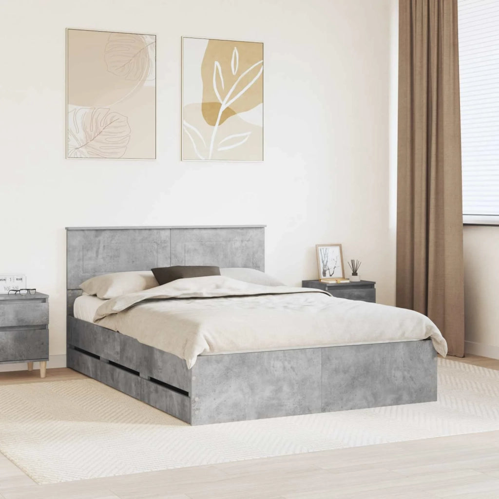 Struttura del letto con cassetto Grigio cemento 140 x 190 cm 3407980