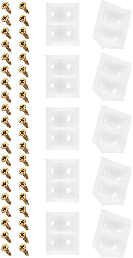 Angoli di 90 gradi in plastica - 10 pezzi - Incluso attacco a vite - Resistente alla corrosione - 33 x 19 x 19 mm