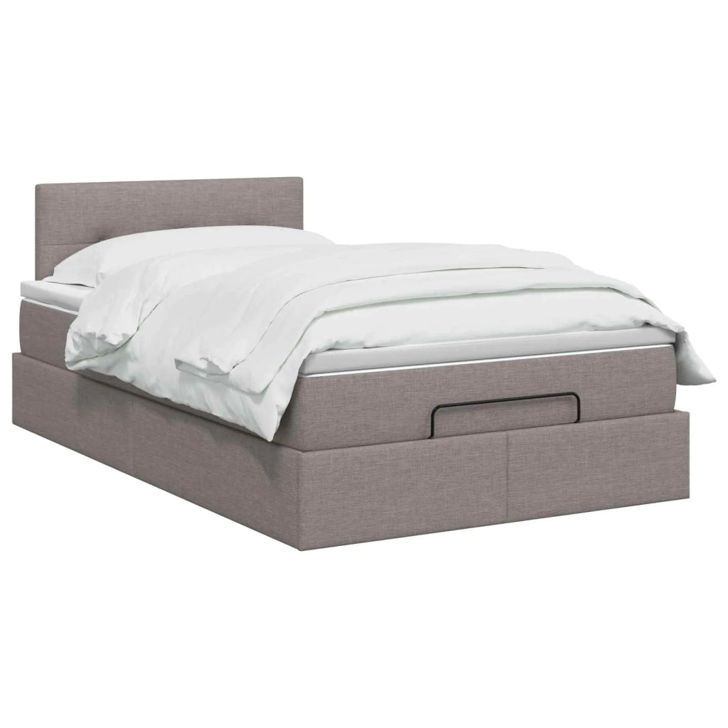 Letto Ottomano con Materasso e LED Tortora 120 x 190 cm Tessuto 3458059