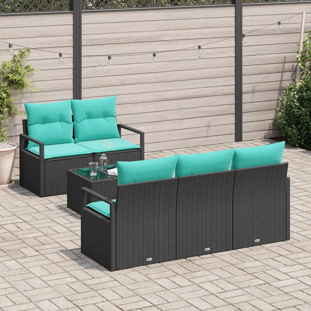 Set di divani 6 pcs Nero e Turchese polyrattan 3346266