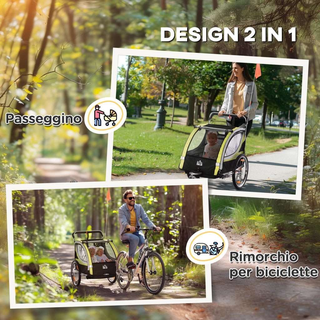 Rimorchio Bici Bambini 2 in 1 ¨C zephmum ¨C Giallo