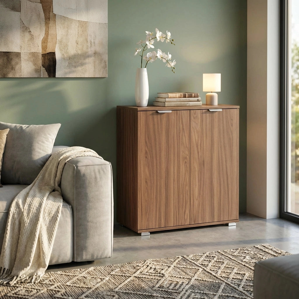 Armadietto da Bagno con 2 ante in Legno Composito cm 75x38x85 - PAUL