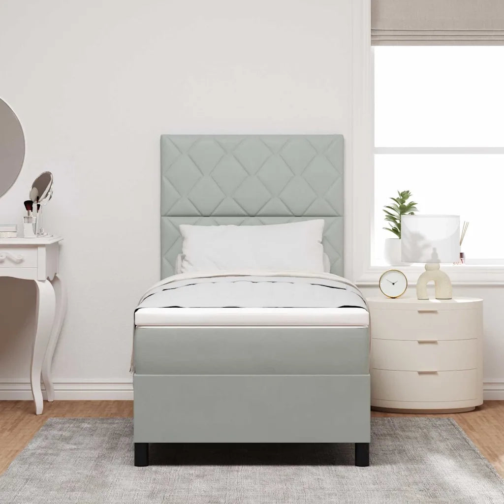 Letto a Sorgente LED Grigio chiaro 90 x 200 cm Tessuto