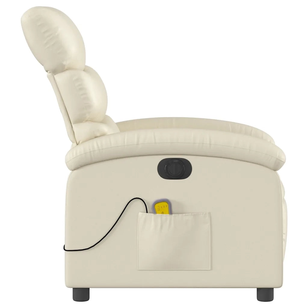Divano Sedia-Poltrona Massaggiante Elettrica Reclinabile Crema Similpelle 334503