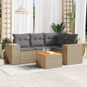 Set Divano da Giardino 5 pz con Cuscini Beige in Polyrattan 3257760