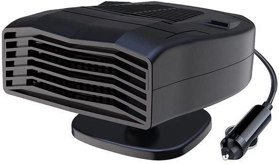 Ventilatore portatile per auto - Regolazione 360 gradi - Nero - Defrostante e purificazione dell'aria - 12V/140W e 24V/180W - Adatto per veicoli con batteria 12V e 24V.