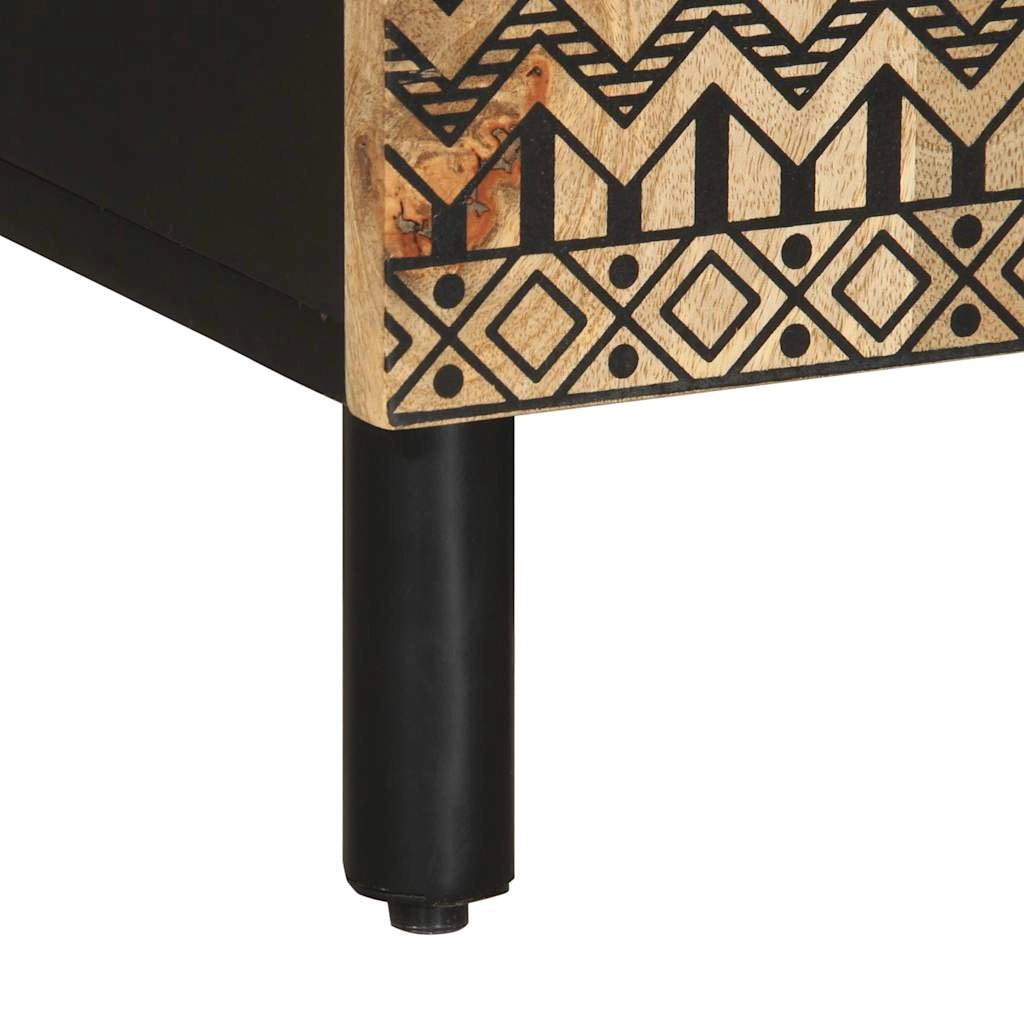 Mobile TV industriale con contenitore 105 x 33 x 46 cm legno massello di mango nero 02_0057832