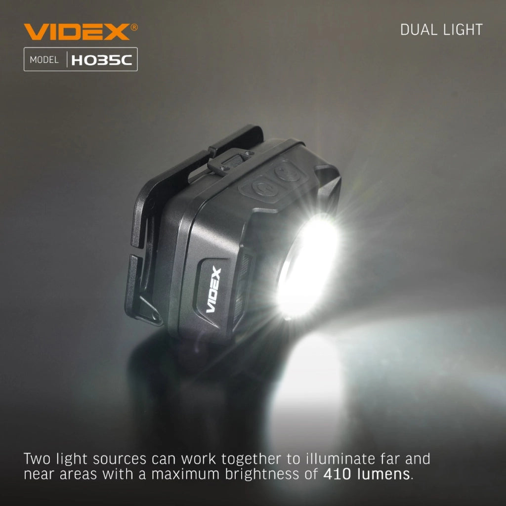 Lampada frontale Videx VLF-H035C 410lm 23h IP65 USB-C