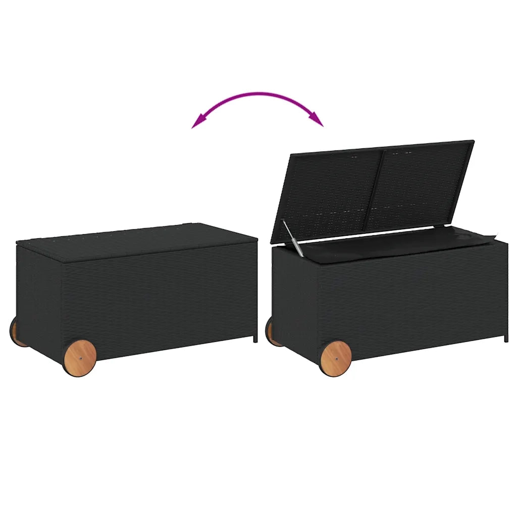 Contenitore da Giardino con Ruote Nero 190L in Polyrattan CFW9917577