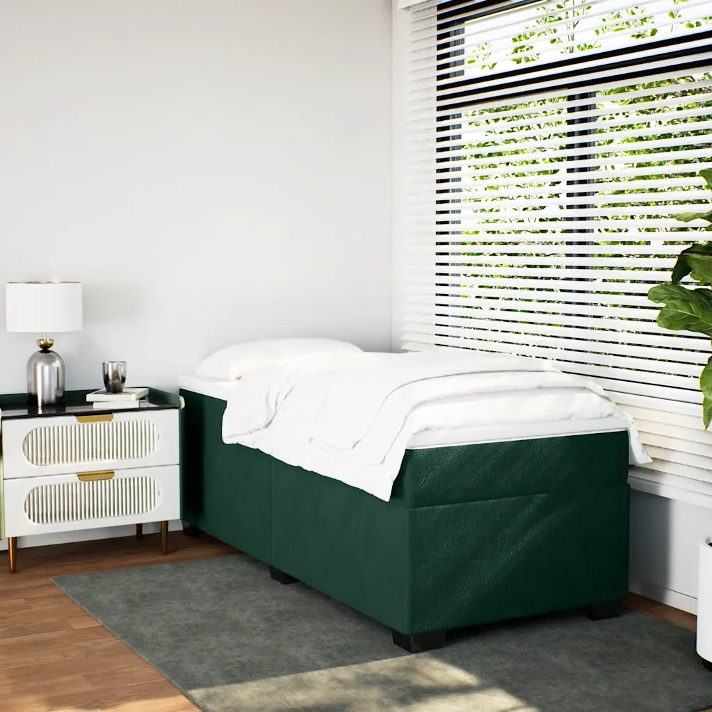 Giroletto a Molle con Materasso Verde Scuro 100x200 cm Velluto