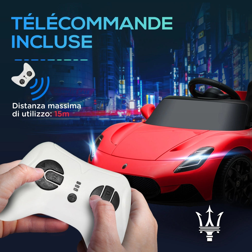 Auto Elettrica Maserati MC20 12V ¨C Xylo ¨C Rosso con Telecomando LED Musica 3-6 Anni