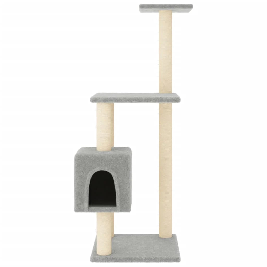 Tiragraffi per gatti torre per arrampicata giocattolo piattaforma per arrampicata con tiragraffi in sisal leggero 104 cm grigio 02_0022542