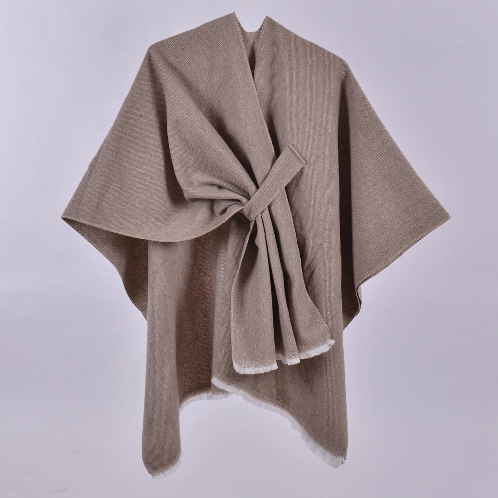 Nuovo mantello caldo da donna, semplice scialle in cashmere a tinta unita con spacco su entrambi i lati