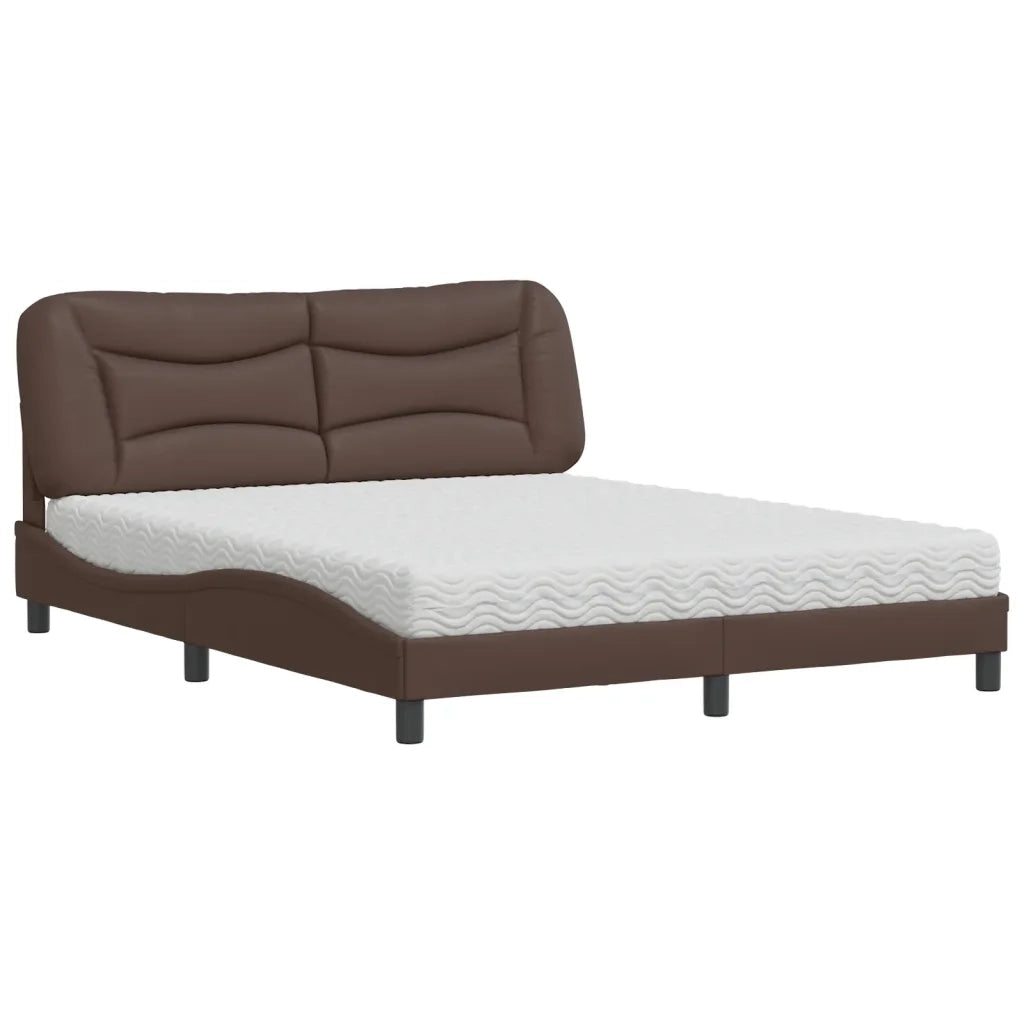 Letto con Materasso Hvar Marrone 160x200cm in Similpelle