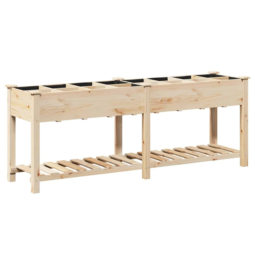 Fioriera da giardino con ripiano 203,5 x 53 x 76,5 cm design minimalista e resistente in legno di abete beige 02_0058854