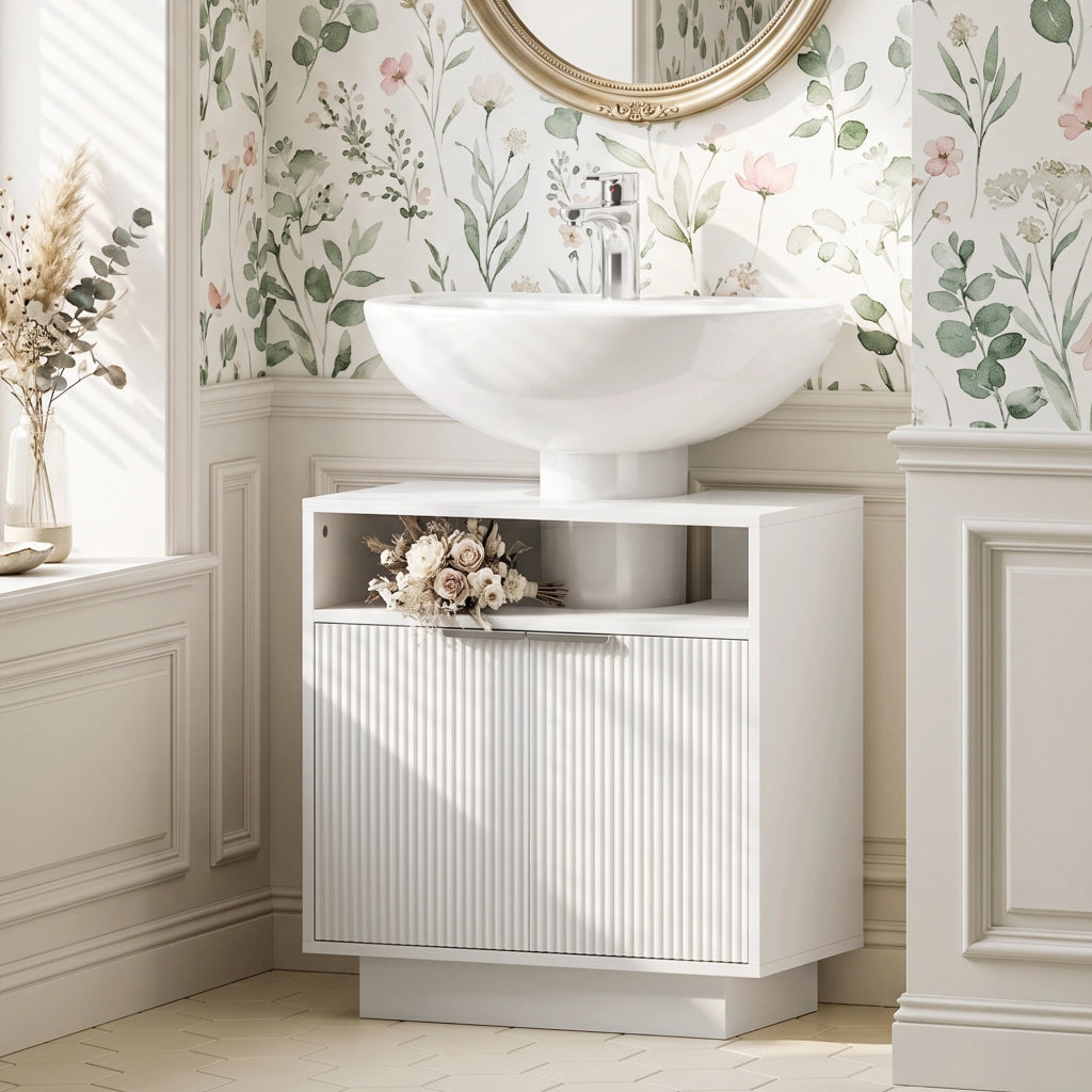 Mobile Sottolavabo Bagno con Ripiano Regolabile ¨C Xylo ¨C Legno Bianco 60x33x63 cm