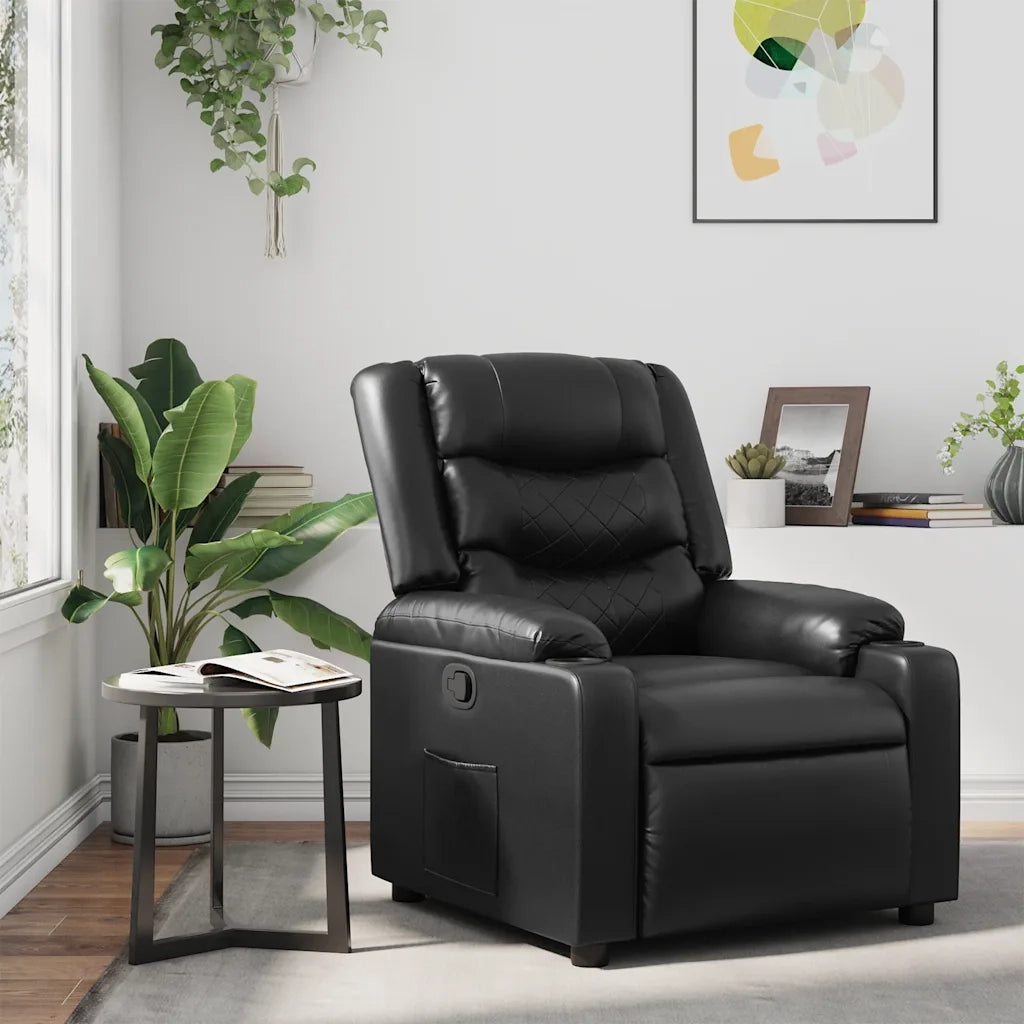 Divano Sedia-Poltrona Reclinabile Nera in Similpelle 410583