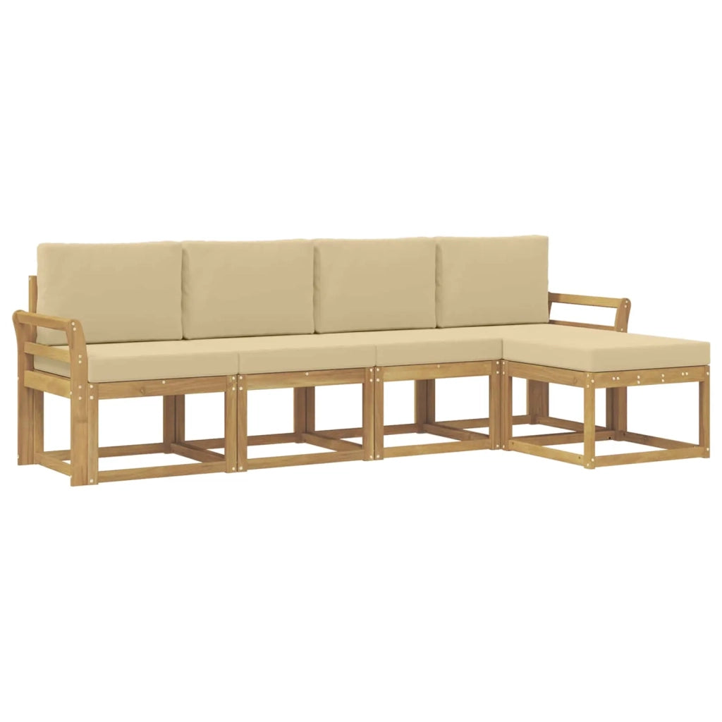 Set di divani da esterno 5 pz Bianco e Beige 3387492