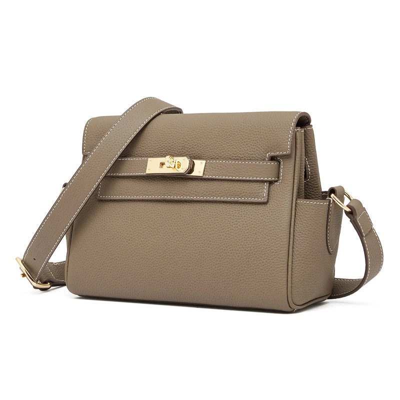 Borsa a tracolla da donna in vera pelle, colore grigio.