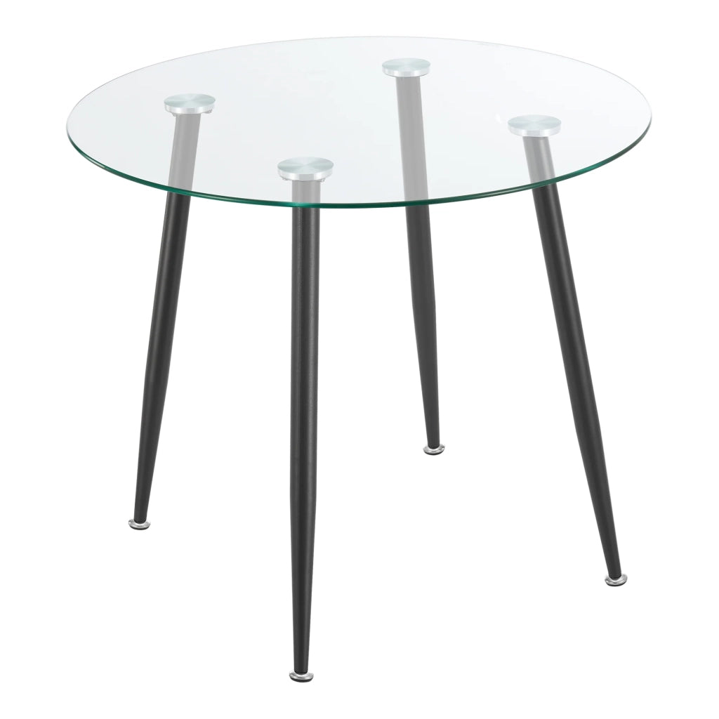 Tavolo da pranzo rotondo in vetro temperato e acciaio 75 x 80 cm nero trasparente 03_0008833