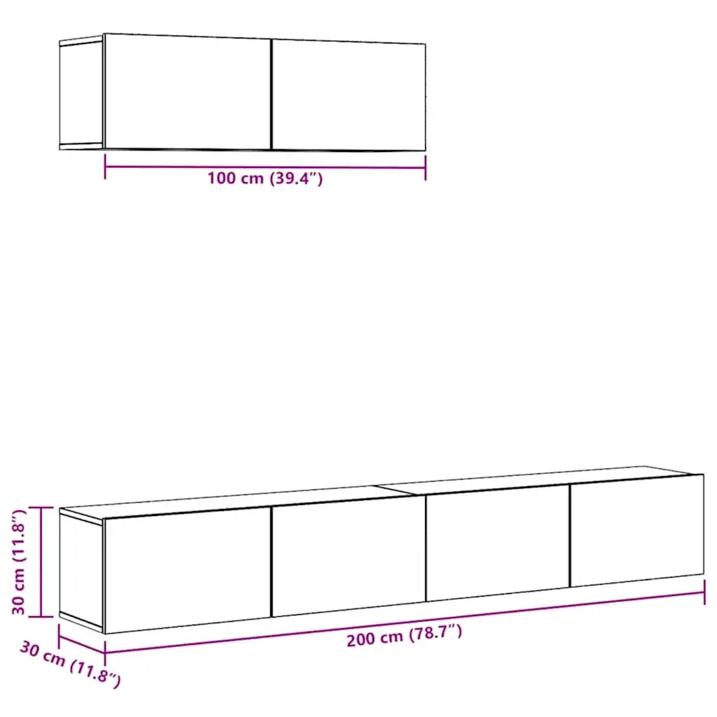 Set di Mobili Porta TV 3 pz Rovere Sonoma in Legno Multistrato