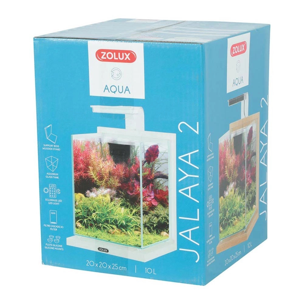 Zolux Jalaya 2 10L - acquario cm22,4x23,3x28,5h completo di filtro interno e plafoniera LED Colore: Ceruse Bianco