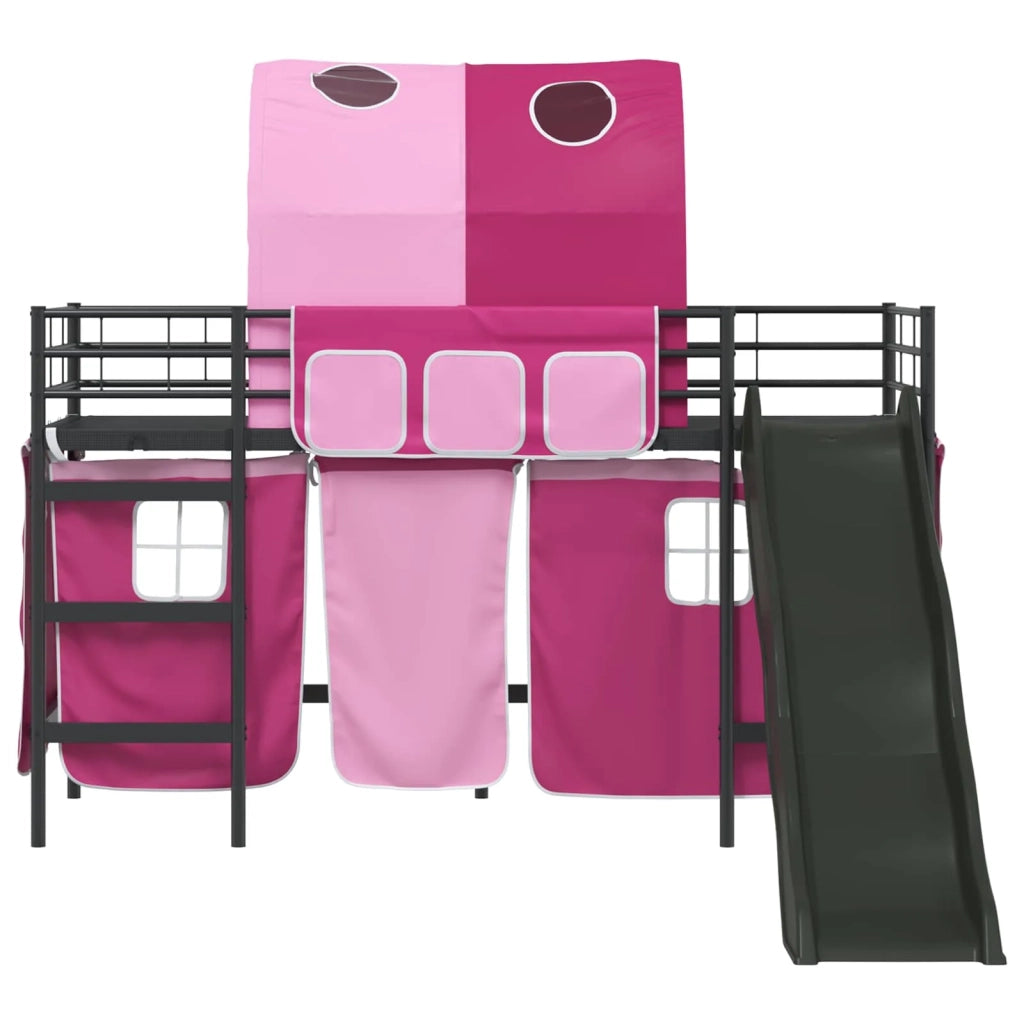 Struttura del letto loft per bambini Nero e rosa 100 x 190 cm 42020847