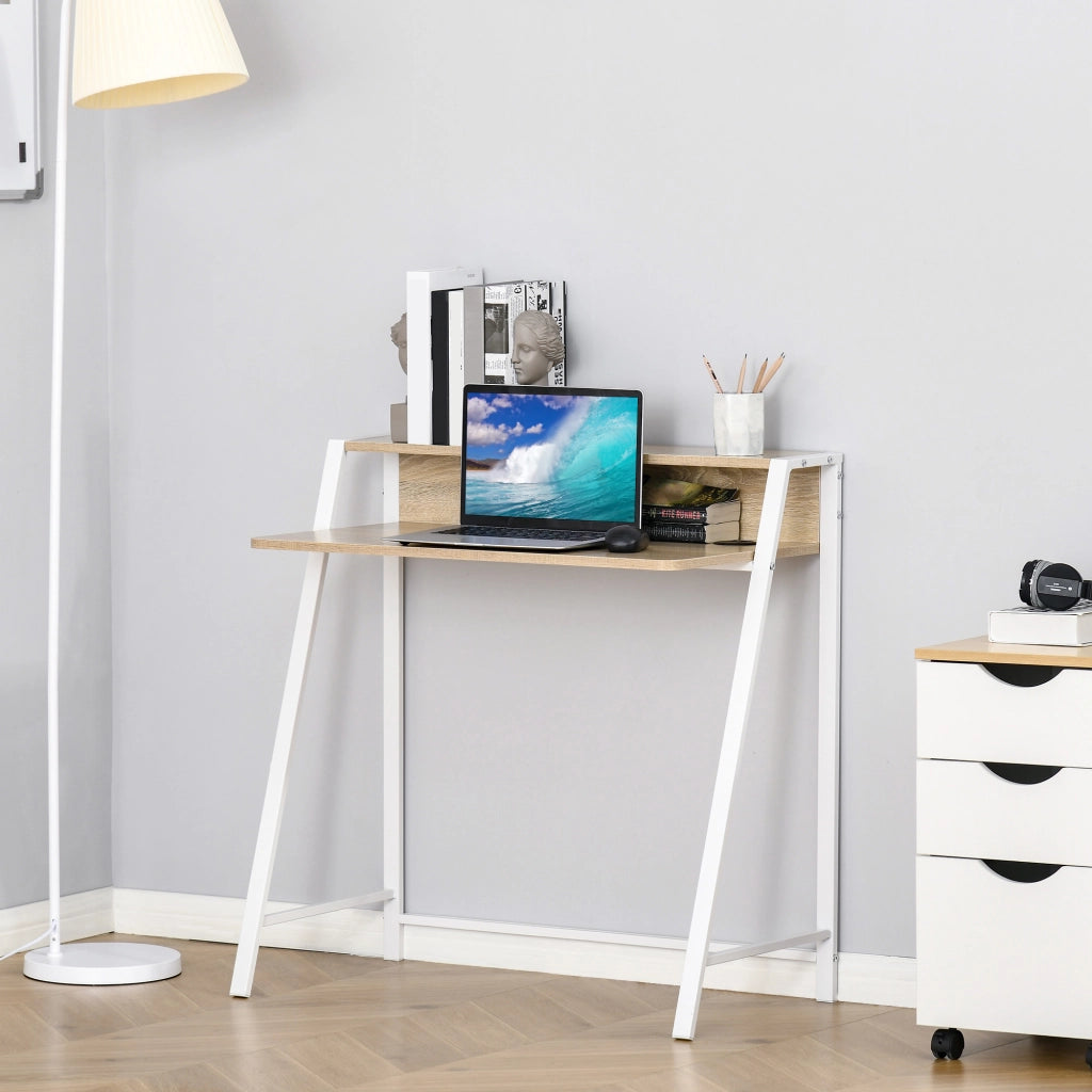 Scrivania Computer Moderna ¨C Xylo ¨C Legno Rovere Piano 84x45x85cm Metallo Ufficio