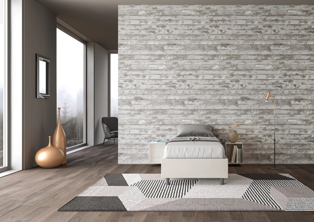 BS COM Letto singolo con rete imbottito 80x190 similpelle bianco