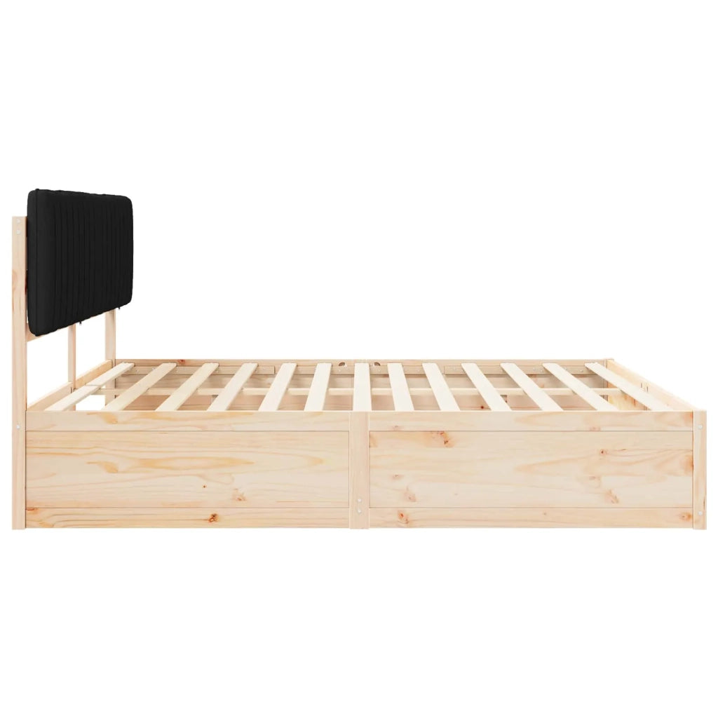 Letto con Testiera Rivestita Nero 200 x 200 cm Pino massello 3398211
