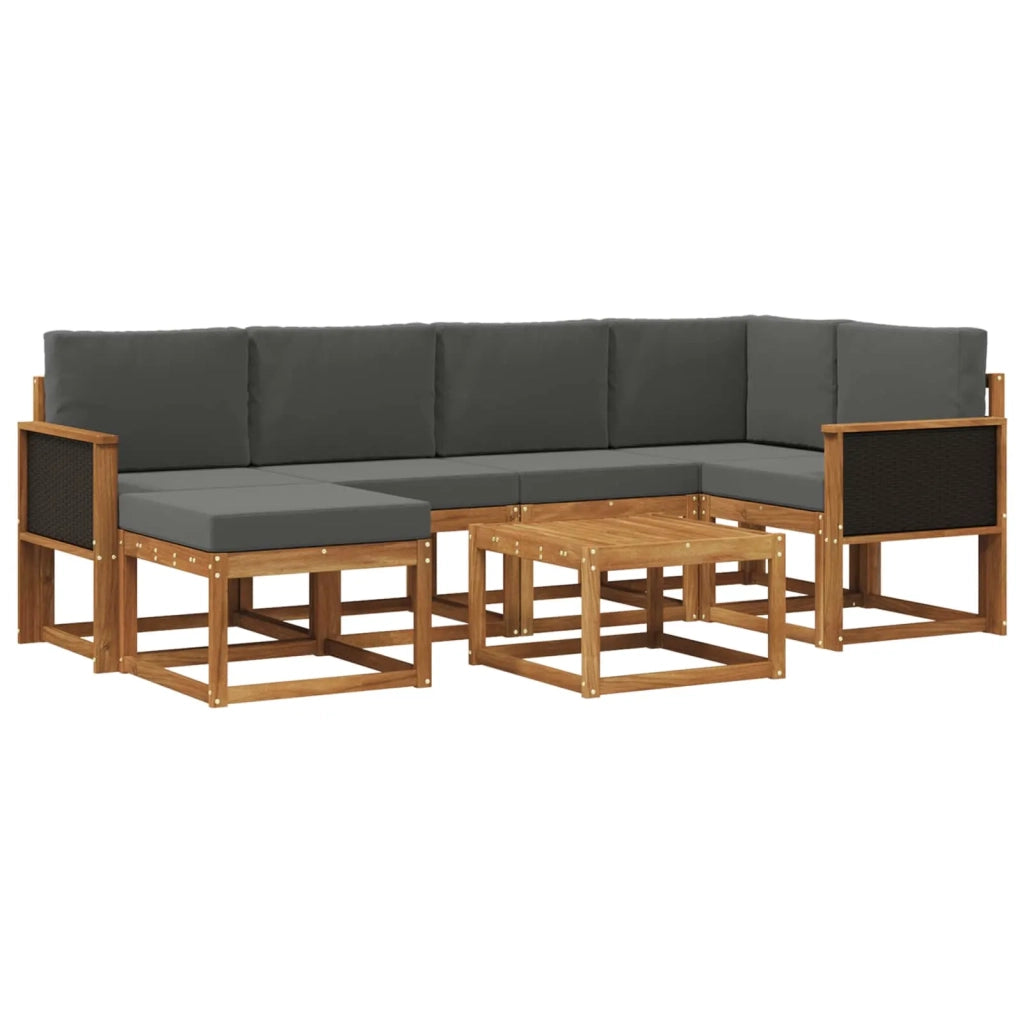 Set di divani da esterno 7 pz Naturale e Antracite 3385363