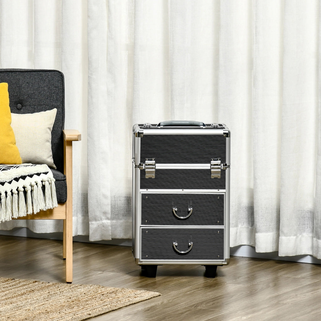 Trolley Porta Trucchi Professionale con Ruote ¨C Xylo ¨C Nero 36x23x52cm