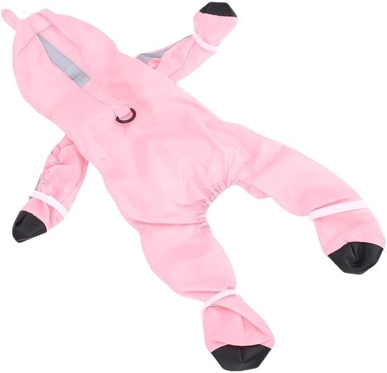 Giubbotto impermeabile per cani Leggero - Cappuccio regolabile - Bordo ampio - Cintura con foro - Poliestere resistente - Protezione totale per il capo - Giacca impermeabile per cani