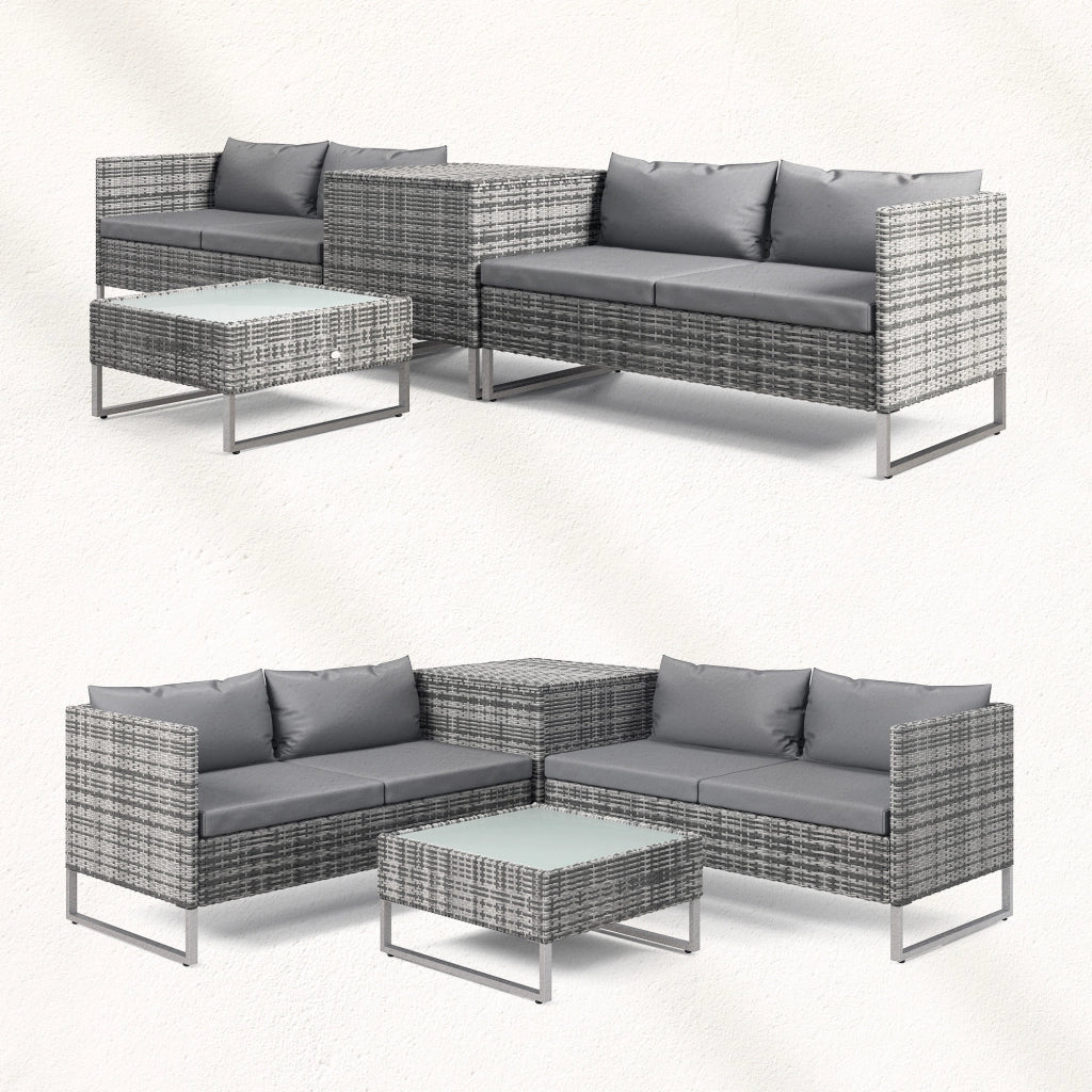 Set da Giardino 4 Pezzi con 2 Divani 2 Posti e 2 Tavolini ¨C Xylo ¨C Acciaio e Rattan
