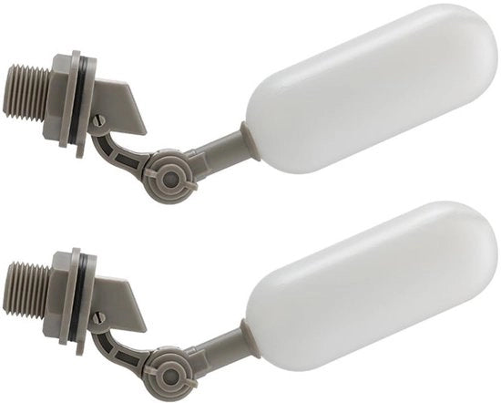 Valvola a palline automatica per serbatoio d'acqua - 2x valvola a palline - Regolazione della pressione dell'acqua regolabile - Materiale PVC - Adatto per acqua fredda - Valvola a palline flottante