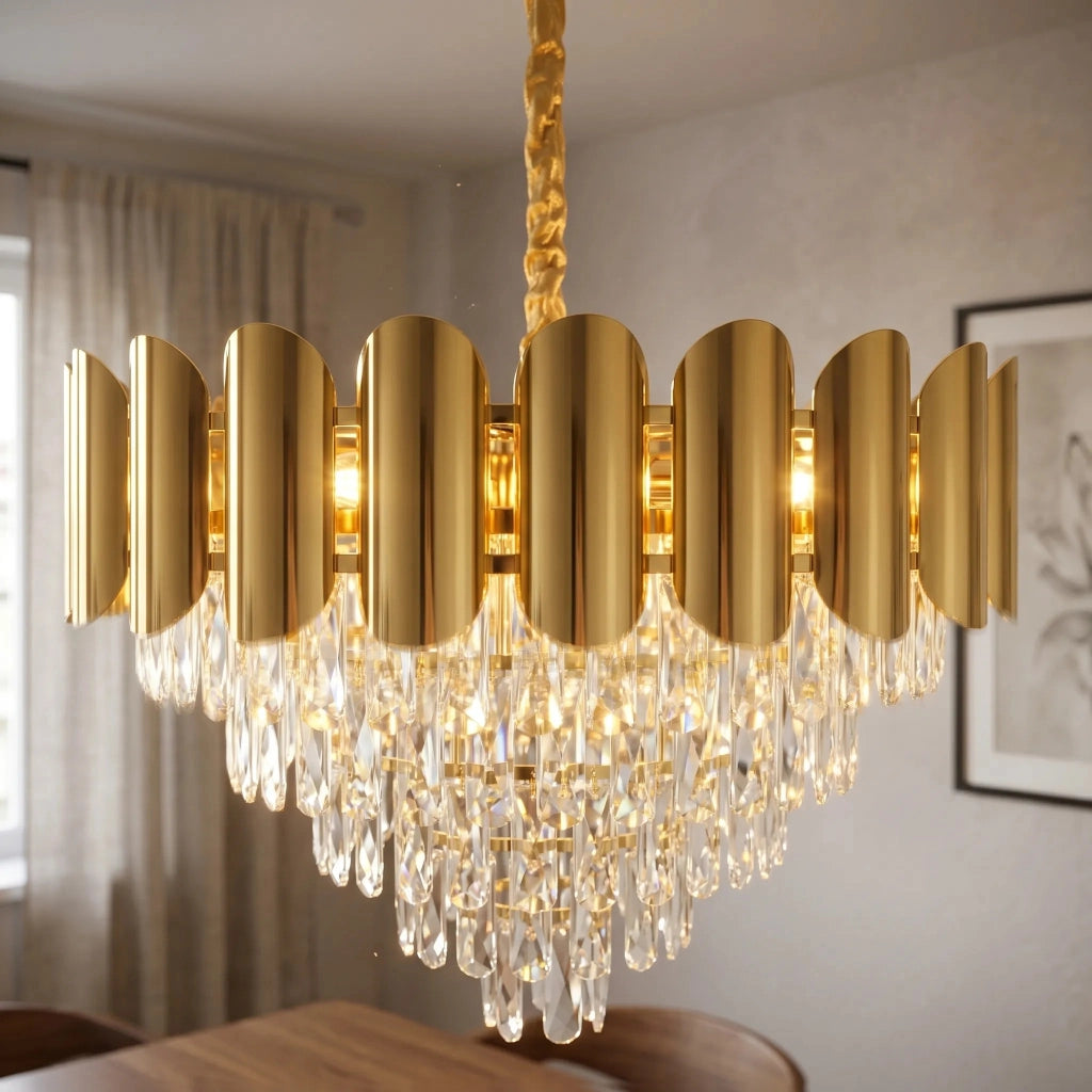 Lampada A Sospensione In Cristallo Swe100-cp 60cm Gold