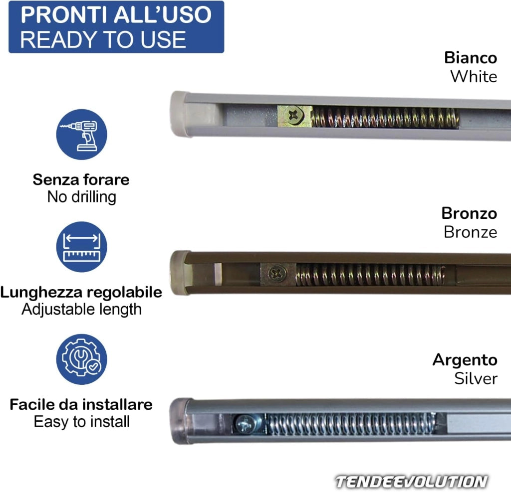 Bastoncino Tenda a Pressione Regolabile 87-150cm | Alluminio Bronzo | Bacchetta a Molla Astina